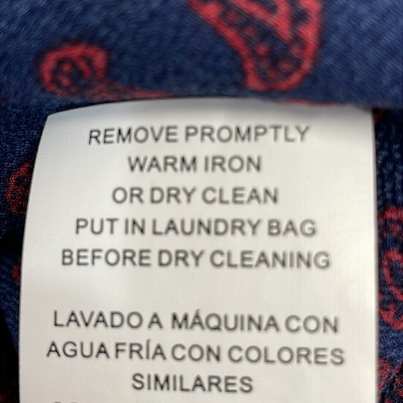 NWOT MICHAEL Michael Kors Short Sleeve Blouse Smocked Hem Navy Paisley Print M - Picture 12 of 16